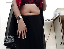 Desi Mona Show Boobs And Nipple In Black Sari