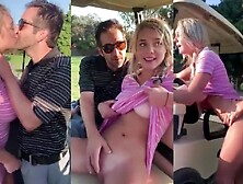 Teen babe fingered and fucked on the golf...