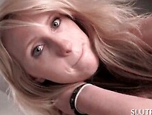 Cute piss lover blonde lesbo taking off hot lingerie