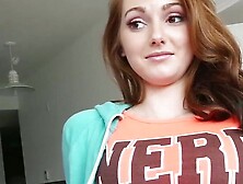 Gorgeous Redhead Natalie Lust Trades Pussy For Pizza