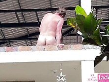 Real Exhibitionist Wild Lovers Fucking On A Balcony And Flashing Public Strangers