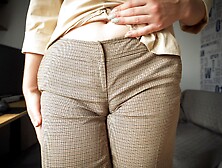 Naughty Colleague Seduces You With Her Fat Cameltoe In Trousers