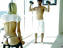 Sexy blonde Sierra Nevadah massages a dick with her wet pussy