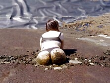 First Pig Manure Lagoon - masturbating in pigshit