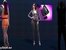 Nude Singer on Stage.  Virtual Reality.  Undressed Dance