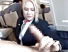 Blondie stewardess, Riley Evans is groping a customer's boner on her very first working day in the vapid