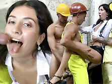 Realtor Katty West gets Fucked Hard by Workers at Construction Site