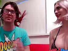 NERD PERVERTS - Blonde babe Carly Rae dressed up for doggystyle casting