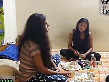 Indian College Two Girls With Food Delivery Boy Threesome Sex