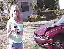 Wracked Car Teen Bangs Strangers Dick