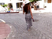 Summer barefoot walk with masturbation