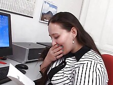 Chubby office bbw lures client into fat sex