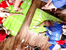 Naughty football players vs cheerleaders behind the scenes action