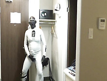 At Motel Window And Door I Jizz Dressed In Bastard Wetsuit,  Silicone Spandex Hood