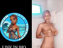 Thick Afro woman taking a shower