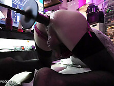 Dirty Ruth is chained into the gloryhole and fucked with cum on her face