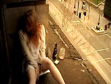 Redhead Girl Masturbation In Window, By Blondelover.