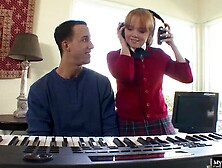 Cute strawberry blonde girl,  Carolina West,  is hot for her music teacher