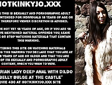 Barbarian bitch deep anal fucking with dildo & belly bulge at the castle