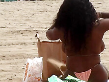 Ebony Chubby Babe Voyeur Beach Video