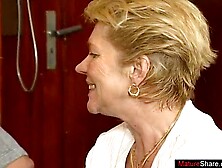 Super steamy screw scenes at the pub with the older blond sucking penis on a table and drilled