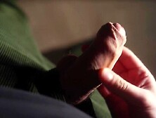 Pulling my smooth foreskin up and down until I cum