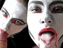 Vampire Lady Passionate Blows Large Prick to Sperm In Mouth