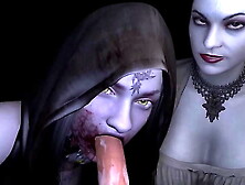 Slut Dimitrascu Double oral sex: Resident Evil Porn parody