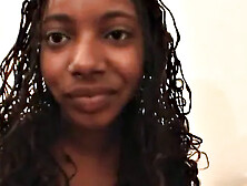 Cum hungry ebony goes down on dick in POV close up