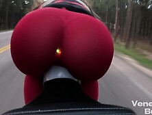 Biker Bitch Mounts Motorcycle With Led Light Up Rear-End Plug - Venessasbutt