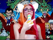 Cute Teenie masturbate with rainbow dildo