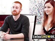 New Couples Embark Intimate Experience In An Open Swing House.  Couples Meet In The Red Orgy Room.