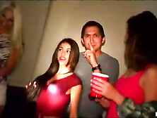 Luxurious teenage brunette takes part in her very first gang gang bang