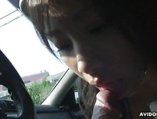 Asian Brunette Teen Fingered After Blowing In The Car