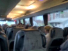 Public Jock Flashing - Gal saw my wang on the bus and helped me cum with her hand