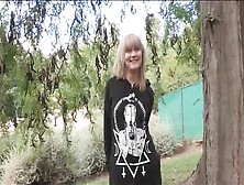 European Big Ass Blonde Yunnox Teased Outdoor