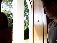 Mesmerising Brunette in White Thigh High Socks Takes a Fat Dong up the Ass.