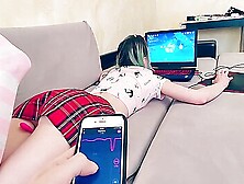 Caught My Stepsister With A Vibrator While She Was Playing A Game And Fucked Her