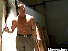 MuscleJockBound. com - Cum-smeared Pain watches sexy man flogged