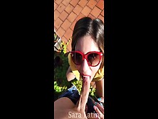 Explosive Sara Latina at public trailer