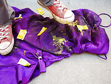 Smashing Mustard Packets On Samantha's Prom Dress