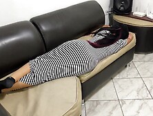 My Charming Stepdaughter Relaxing on the Living Room Furniture in a Very Taut and Hawt Costume and with a Biggest Irresistible B