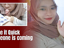 Almost Caught,  Glasses Hijab Girl Doing Blowjob in the Car - Minokiiko