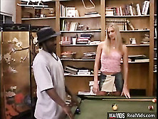 Horny Blonde Girl Rides A Black Cock