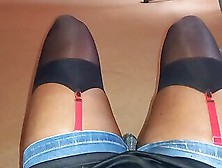 Bluegirl70 Red Suspender Tease