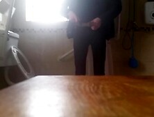 Very slim skinny male has a quick jerk off after coming home