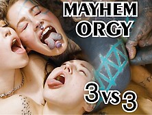 hard core alternative ORGY - three on three butt sex fuck - ATM,  gape,  DP,  booty to mouth,  huge wang,  cumshot