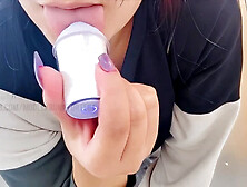 Brown-haired Berajamortga can't resist the urge to use BeYouLover in public