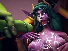 Warcraft Porn! A Huge Orc Cock Fills A Busty Elf With Sperm