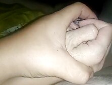 sleepy tans GF wakes up to giving a handjob